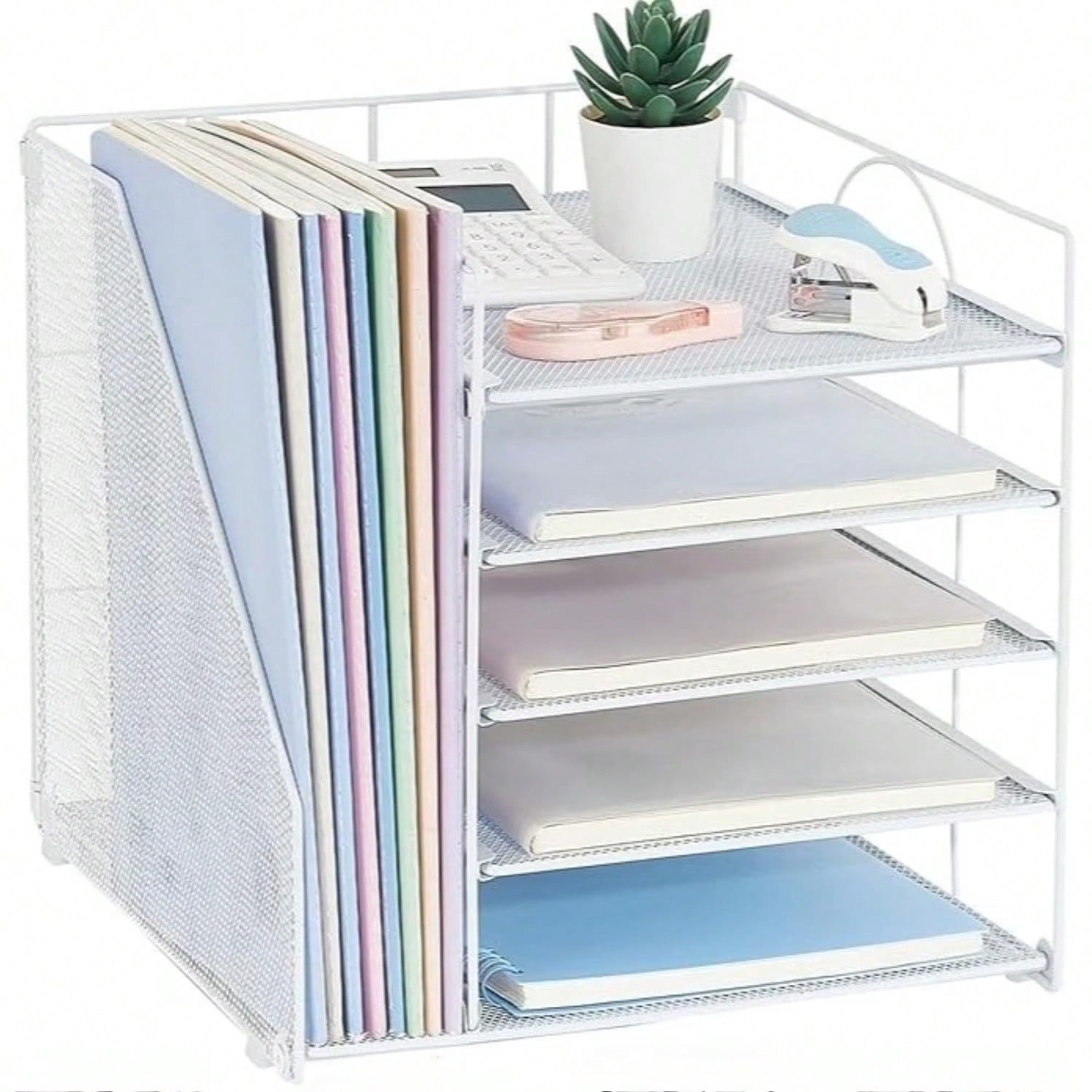Letter Tray Desk - 5-Tier Desk Organizer With File Holder,