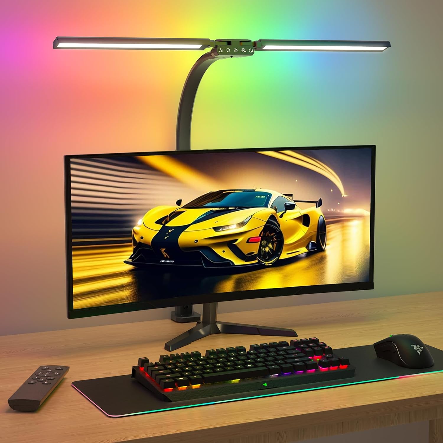 Home Office Desk - Upgraded RGB LED Desk Lamp with