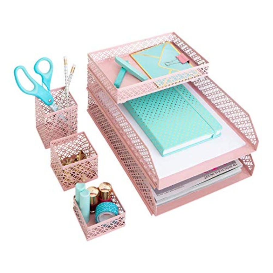 Letter Tray Desk - Desk Organizer Set for Women 6
