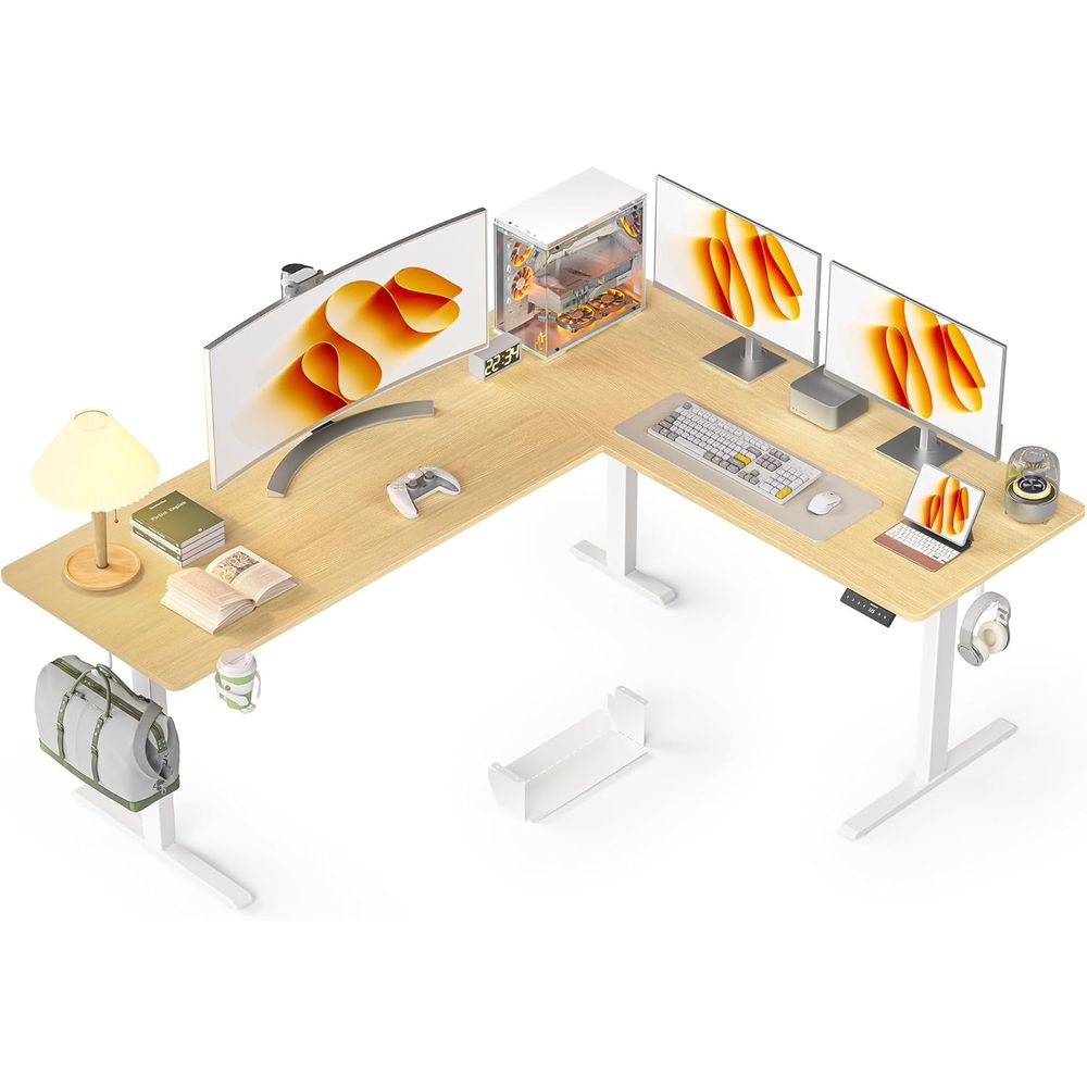 Home Office L Shaped Desk - Ergonomic Oak L-Shaped Adjustable Standing Desk