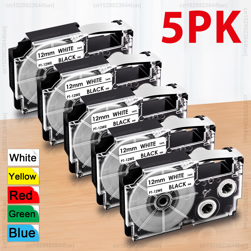 Label Maker Machine - 2/5Pcs XR12WE XR9WE Black on White