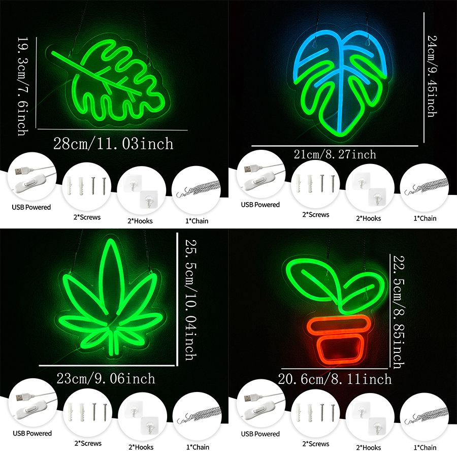 Plant Series Neon Signs, Green – обзор и цена Home Office Icon