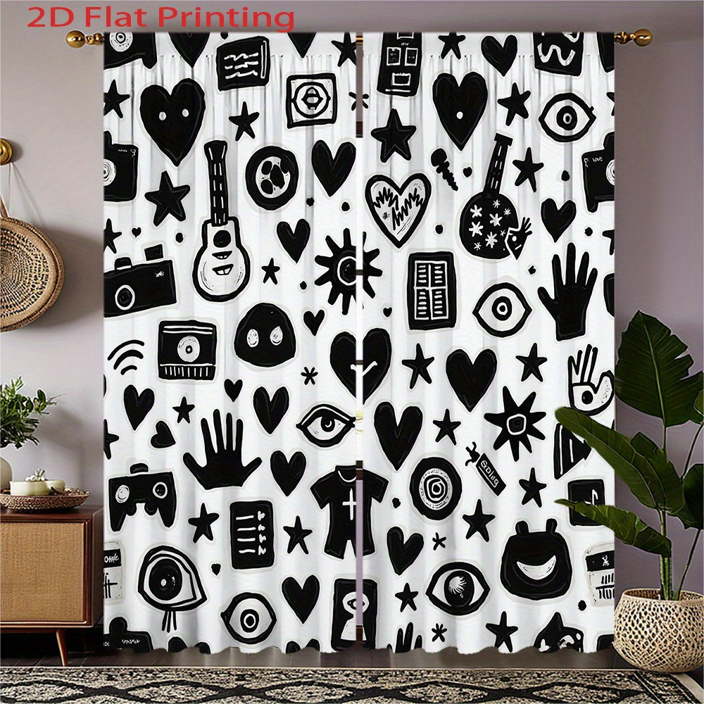 Graffiti Art Curtains 2pcs – B – обзор и цена Home Office Icon