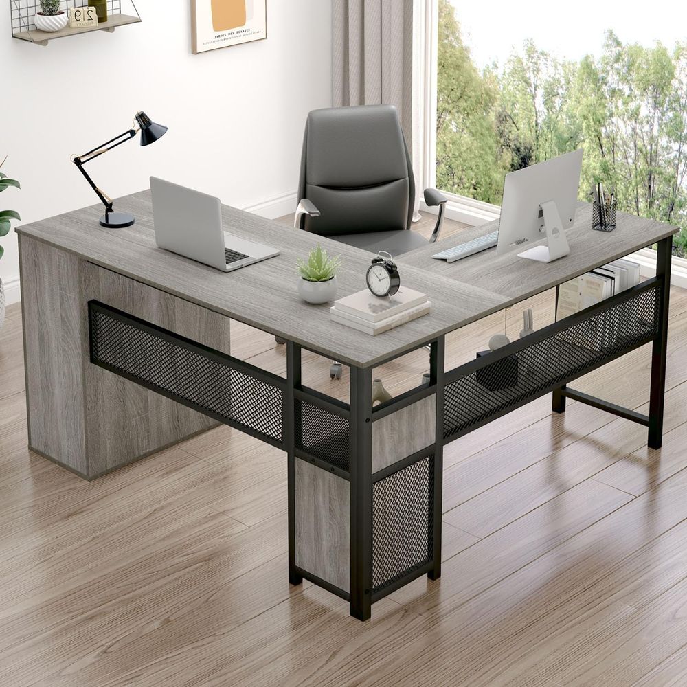 Gray L-Shaped Computer Desk wi – обзор и цена Home Office L Shaped Desk