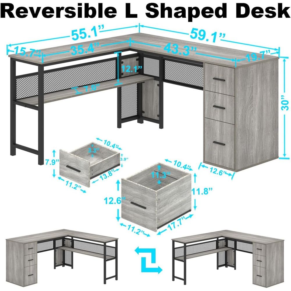 Gray L-Shaped Computer Desk wi – обзор и цена Home Office L Shaped Desk