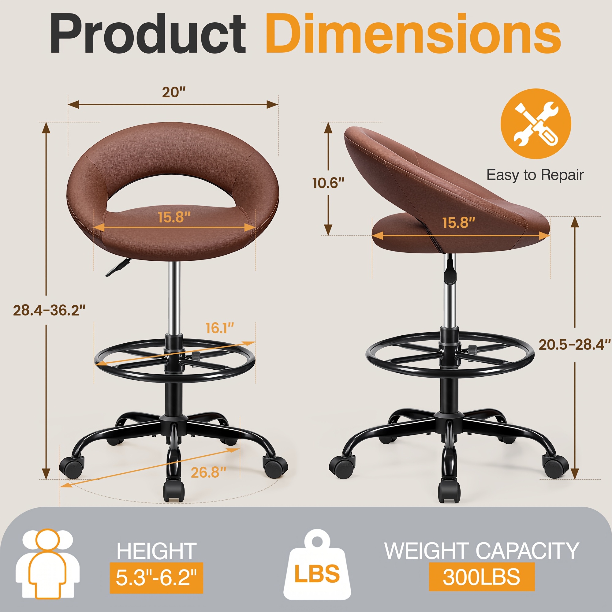 Ergonomic Drafting Chair - PU  – обзор и цена Home Office Desk