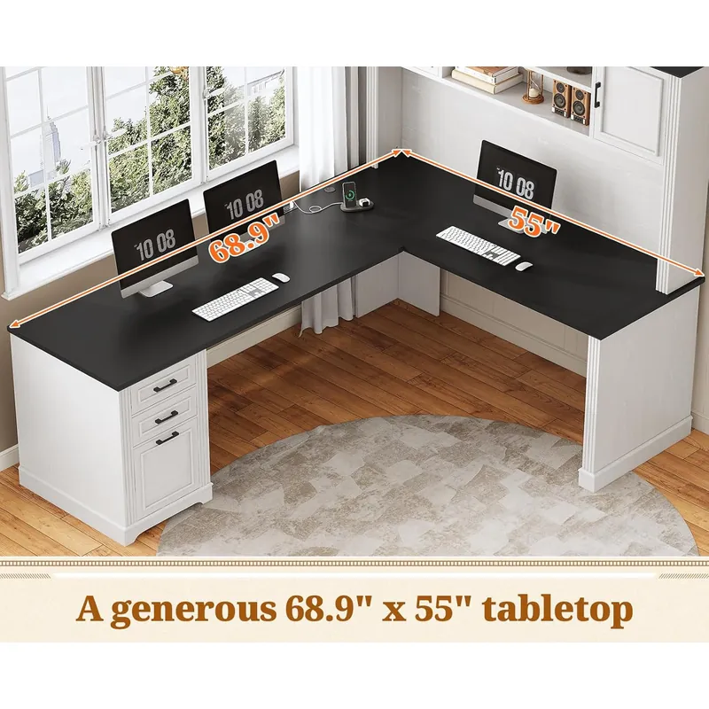 SEDETA Farmhouse L Shaped Desk – обзор и цена Home Office L Shaped Desk