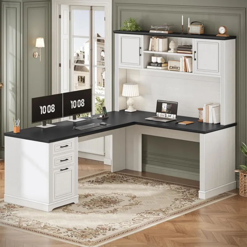 SEDETA Farmhouse L Shaped Desk – обзор и цена Home Office L Shaped Desk