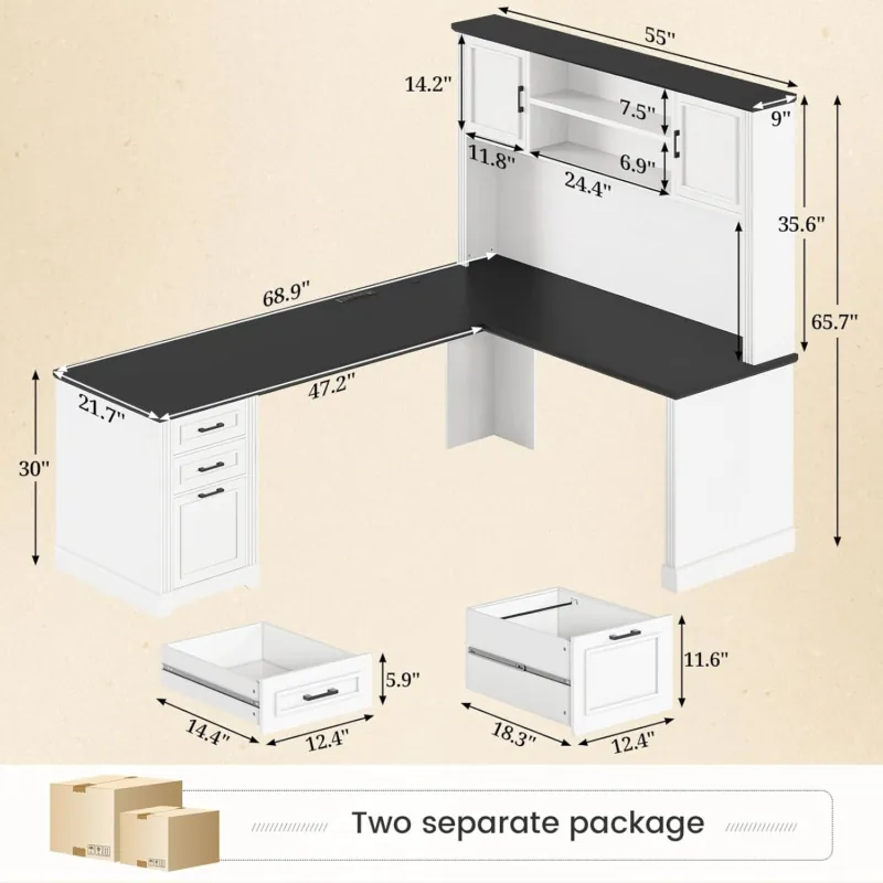 SEDETA Farmhouse L Shaped Desk – обзор и цена Home Office L Shaped Desk