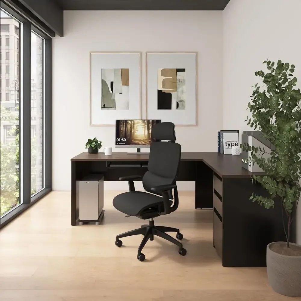 72 L-Shaped Desk with Drawers  – обзор и цена Home Office L Shaped Desk