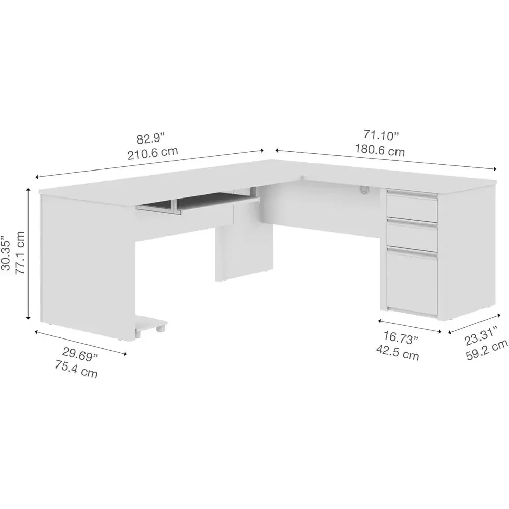 72 L-Shaped Desk with Drawers  – обзор и цена Home Office L Shaped Desk