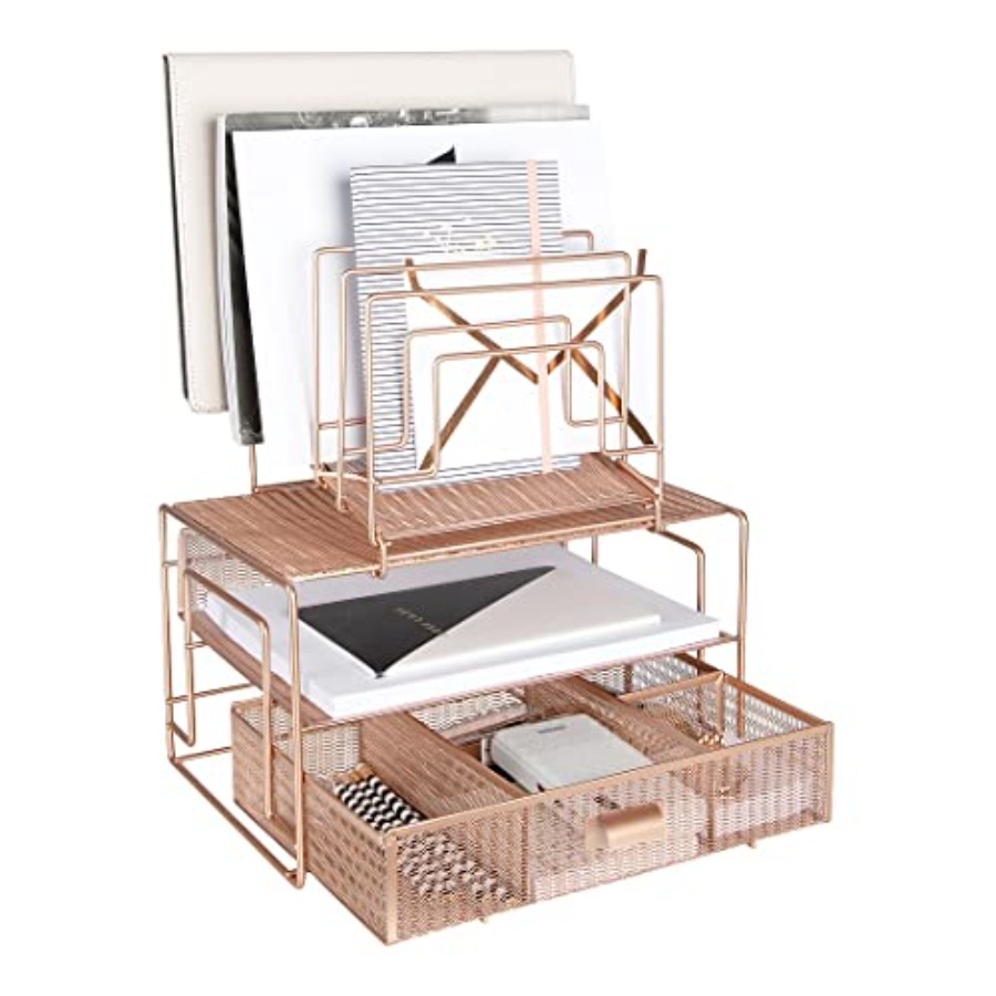Rose Gold Desk Organizer with  – обзор и цена Desktop Organizer Bamboo