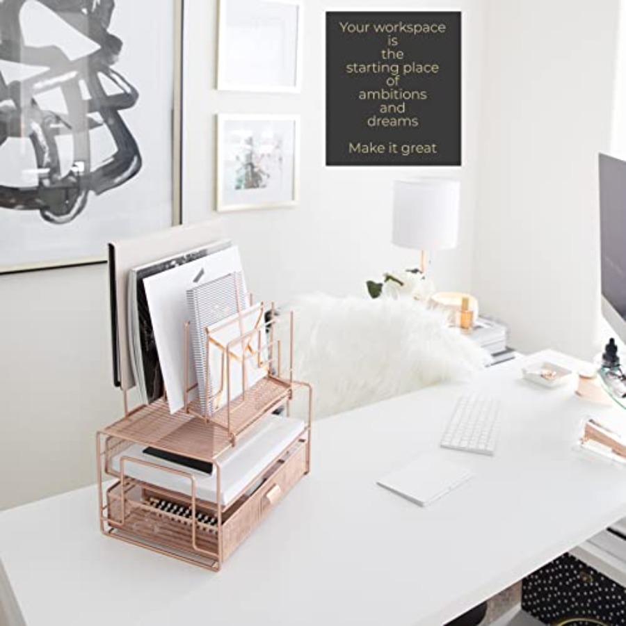 Rose Gold Desk Organizer with  – обзор и цена Desktop Organizer Bamboo