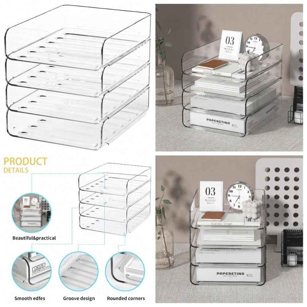 Stackable 4-Tier Clear Acrylic – обзор и цена Letter Tray Desk