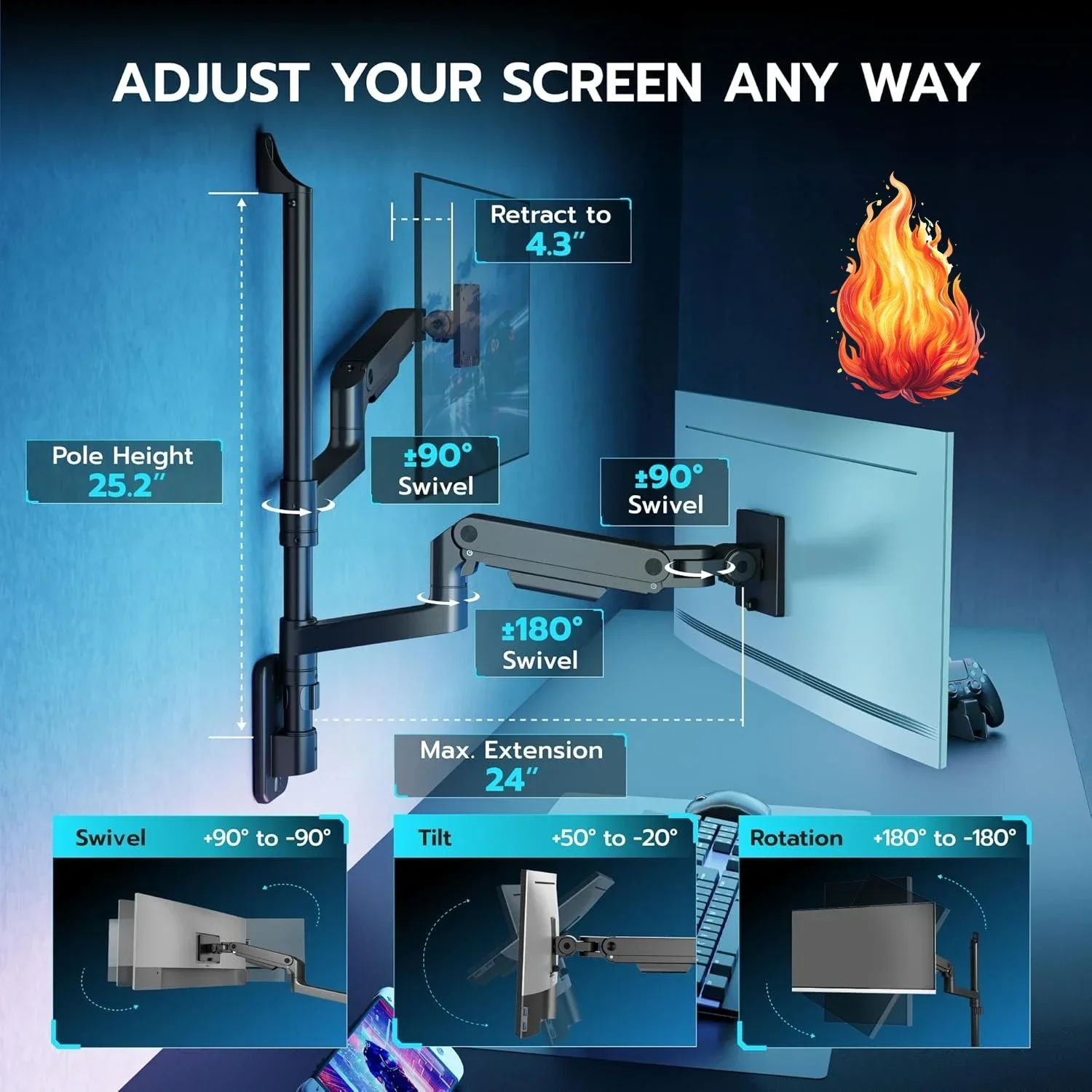 Dual Monitor Wall Mount for 17 – обзор и цена Monitor Arm Dual