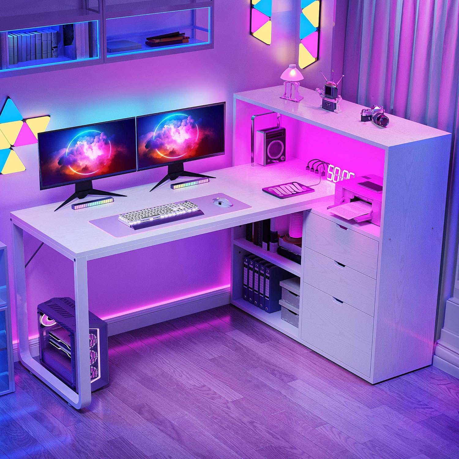L Shaped Desk with Drawers, 55 – обзор и цена Home Office L Shaped Desk