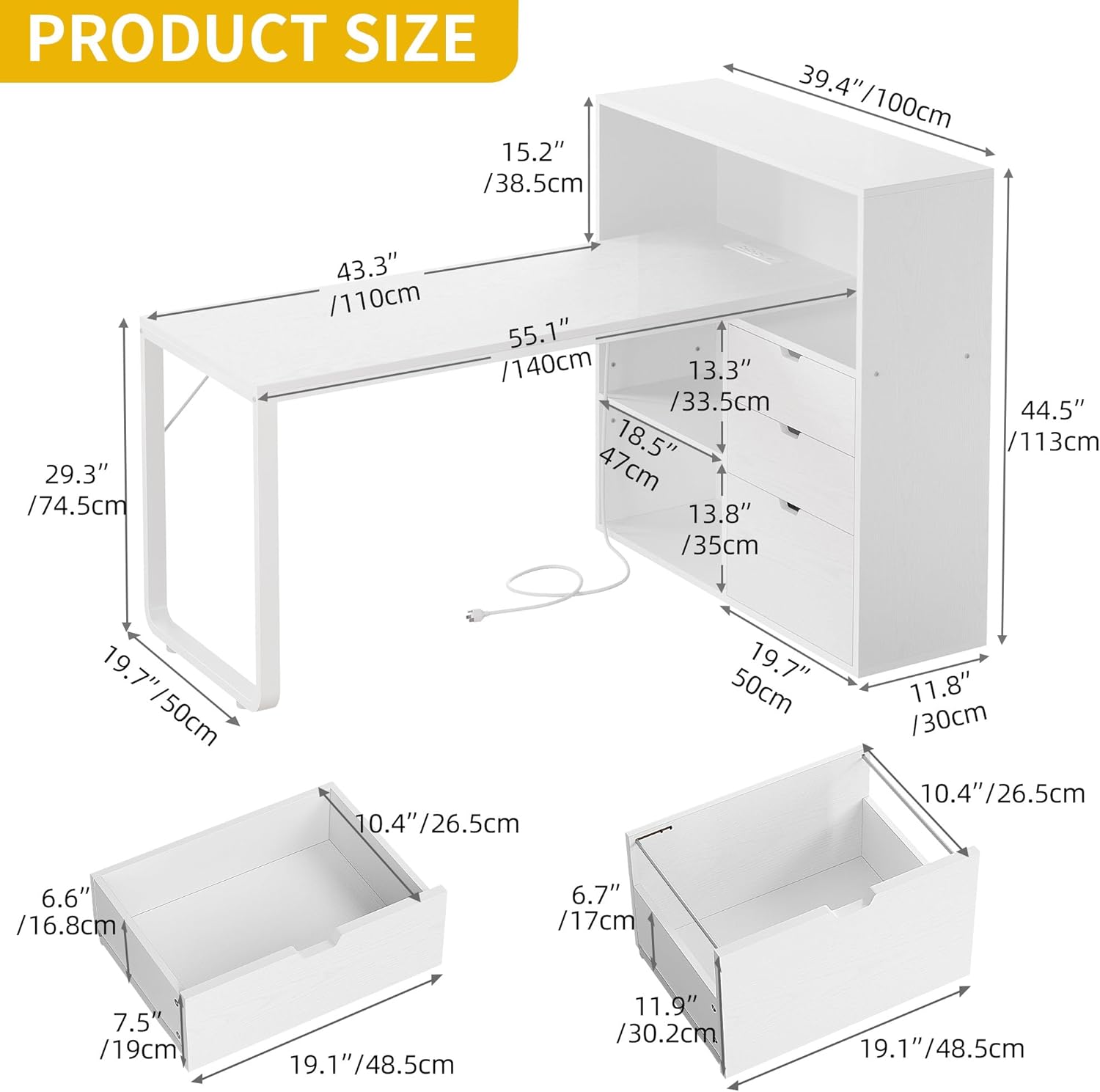 L Shaped Desk with Drawers, 55 – обзор и цена Home Office L Shaped Desk