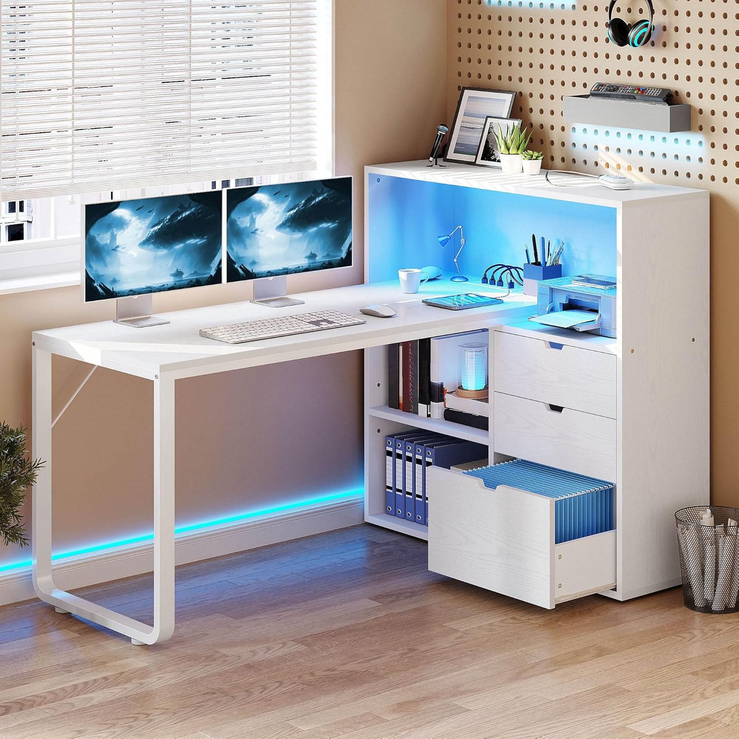L Shaped Desk with Drawers, 55 – обзор и цена Home Office L Shaped Desk