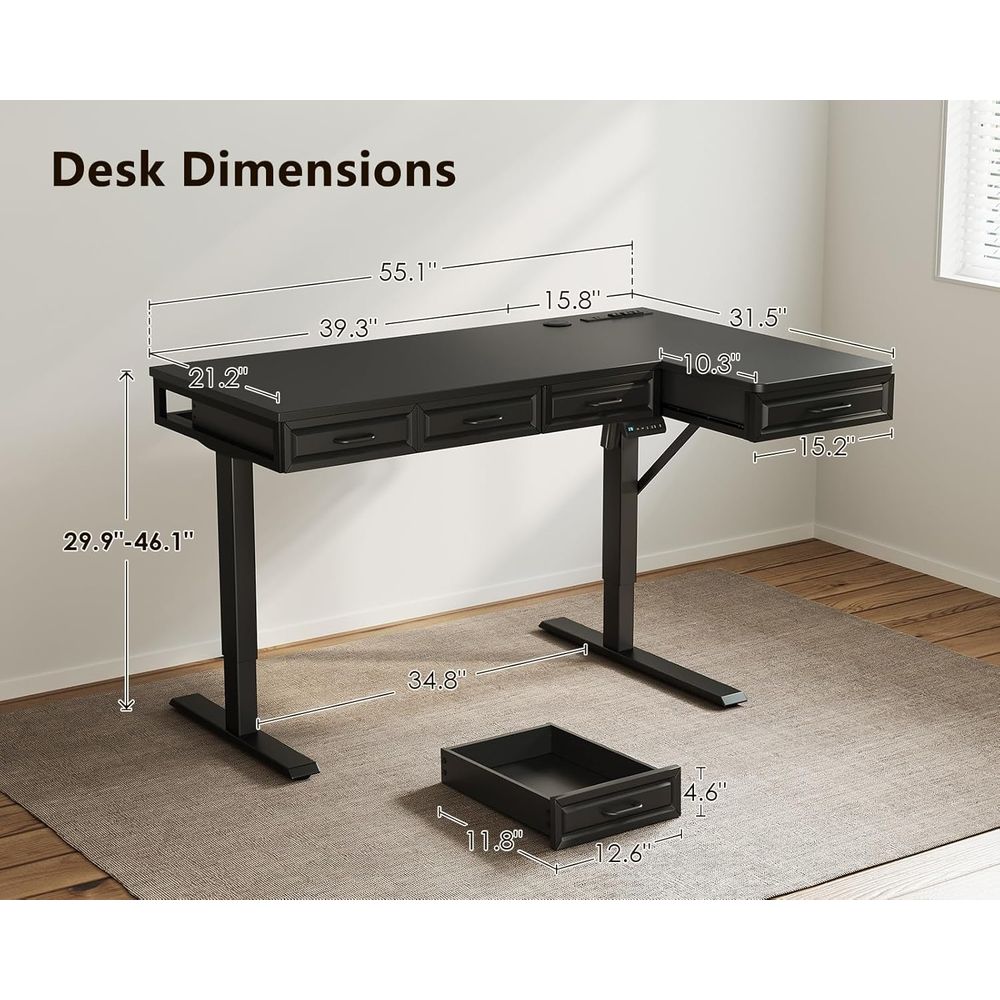 55 L-Shaped Electric Desk, Woo – обзор и цена Home Office L Shaped Desk