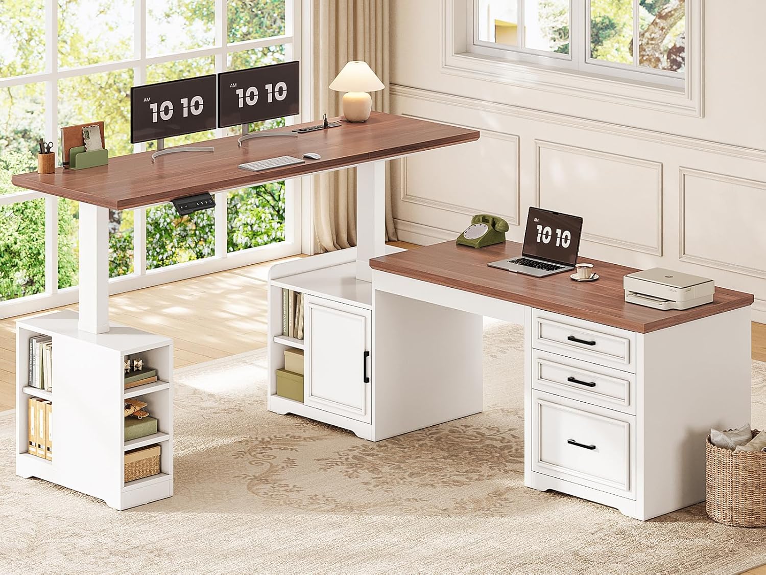 L-Shaped Electric Height Adjus – обзор и цена Home Office L Shaped Desk