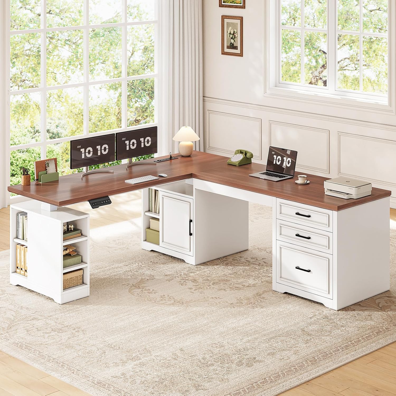 L-Shaped Electric Height Adjus – обзор и цена Home Office L Shaped Desk