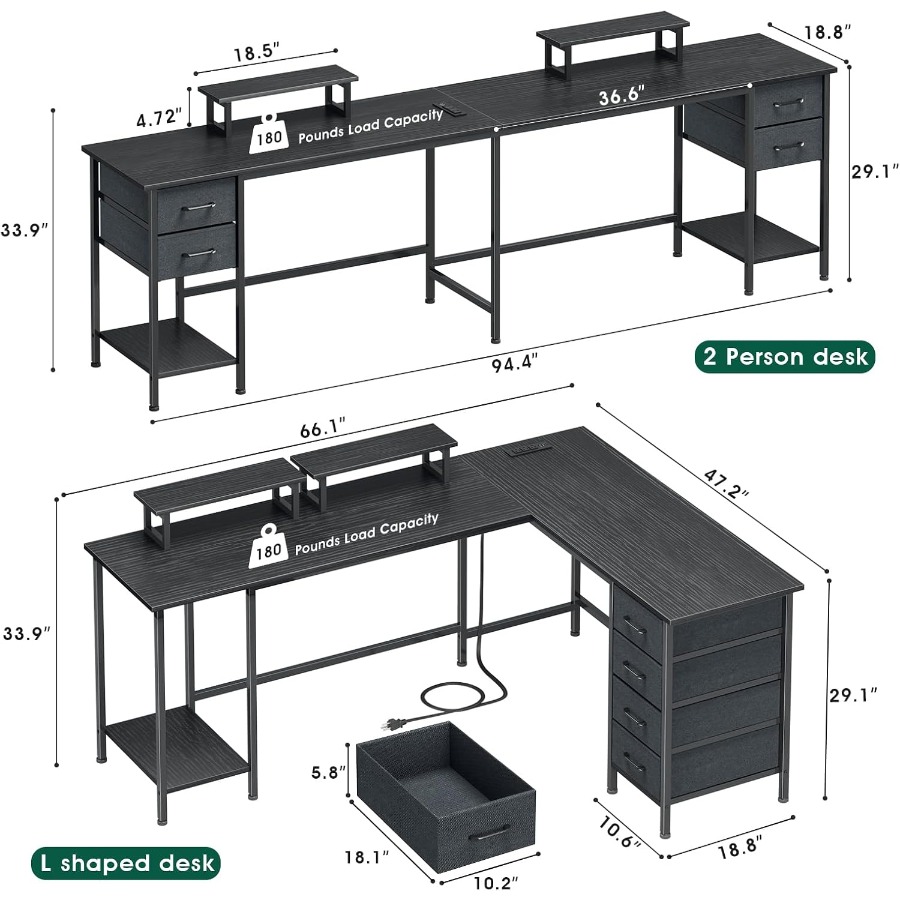 66 L Shaped Computer Desk 94.4 – обзор и цена Home Office L Shaped Desk