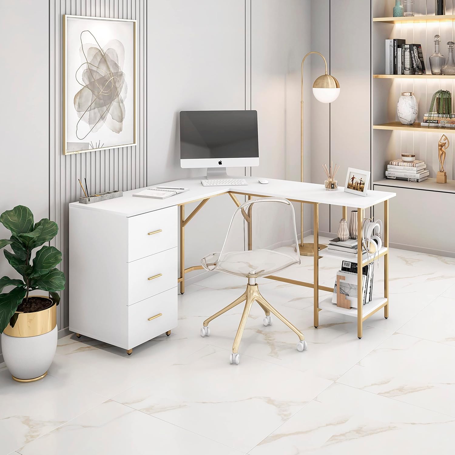 L Shaped Desk - Two-Toned Comp – обзор и цена Home Office L Shaped Desk