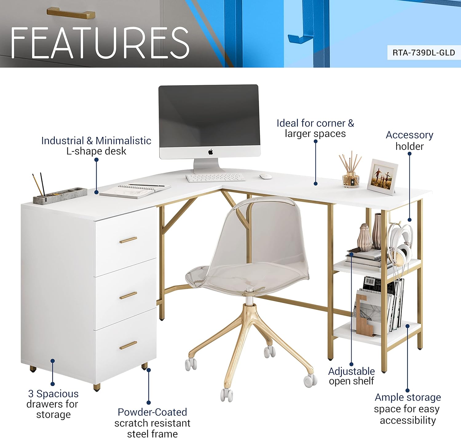L Shaped Desk - Two-Toned Comp – обзор и цена Home Office L Shaped Desk