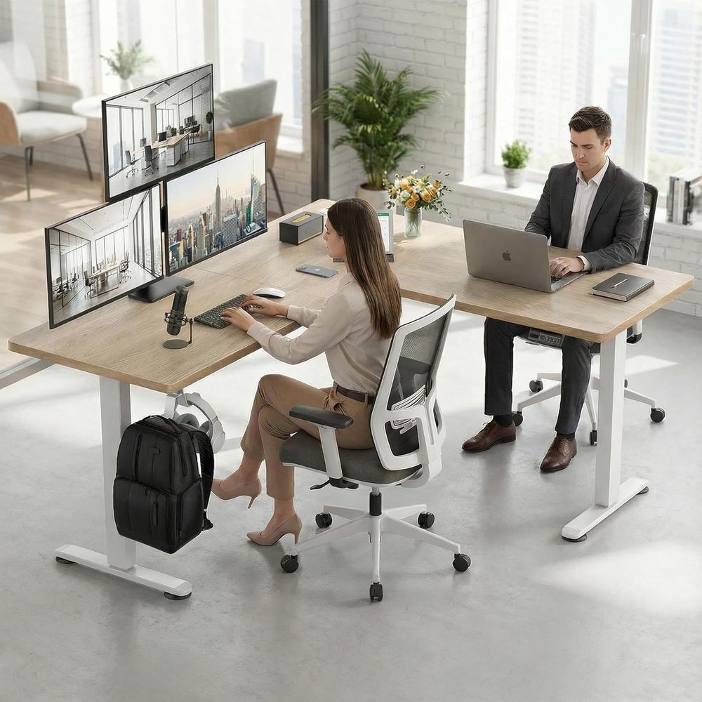 Electric Adjustable Height L-S – обзор и цена Home Office L Shaped Desk
