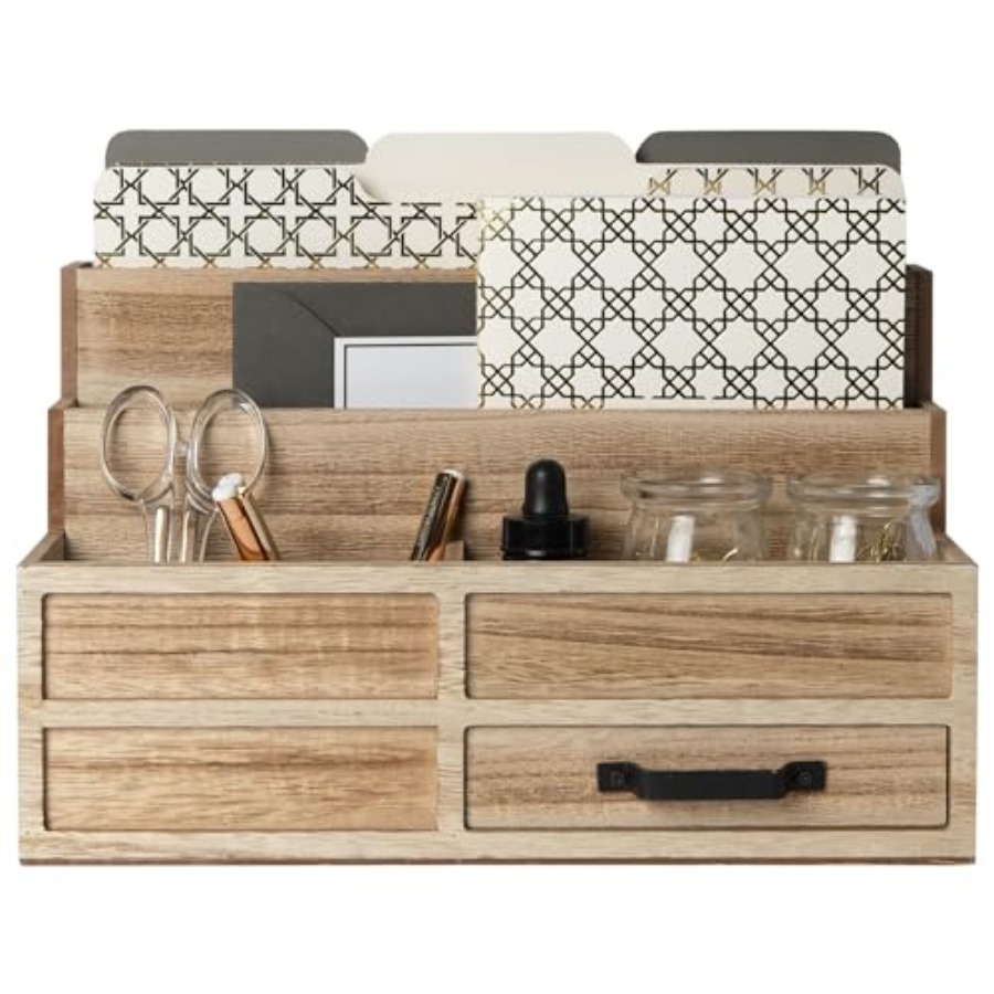 Mail Organizer with Drawer and – обзор и цена Desktop Organizer Bamboo