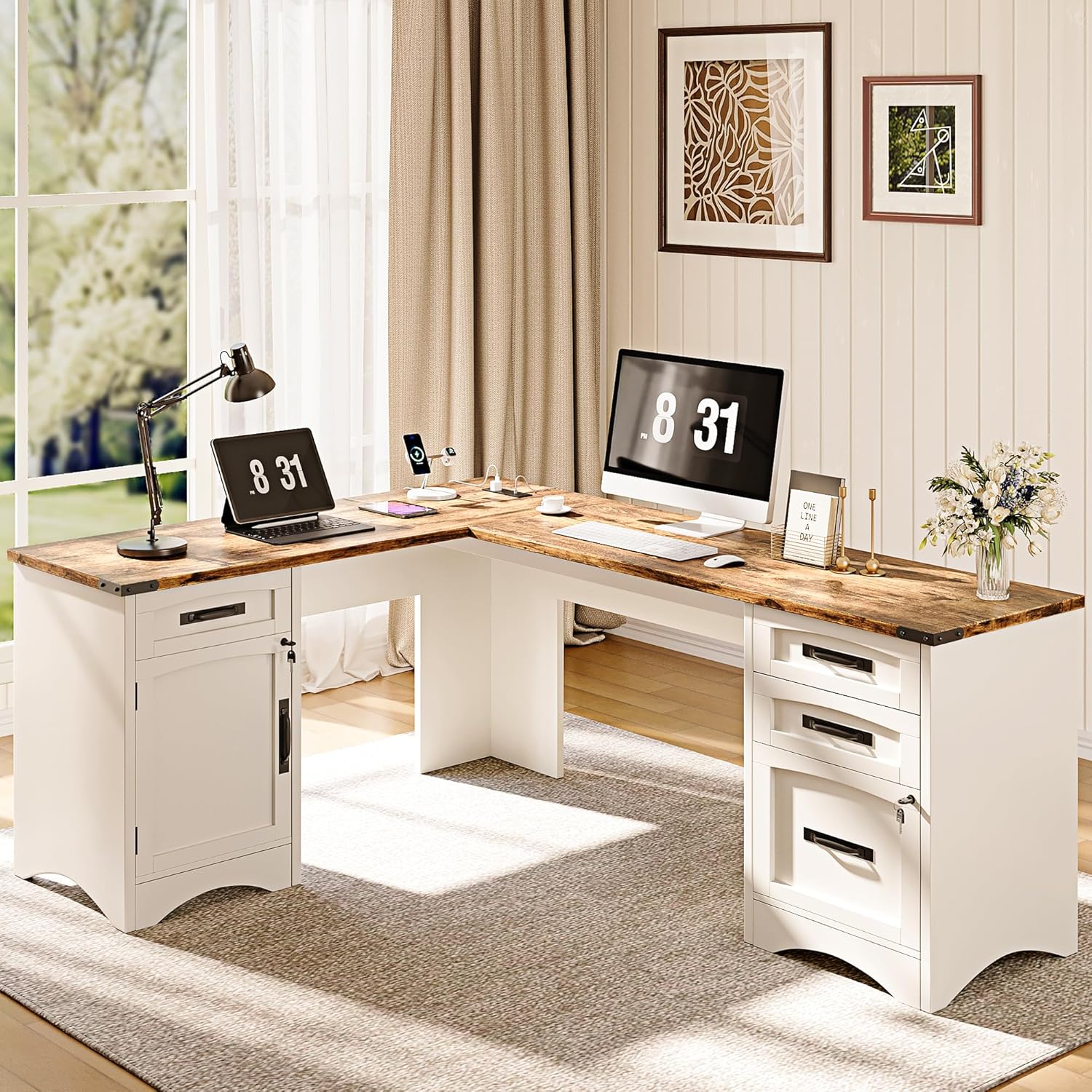 L-Shaped Executive Desk with D – обзор и цена Home Office L Shaped Desk