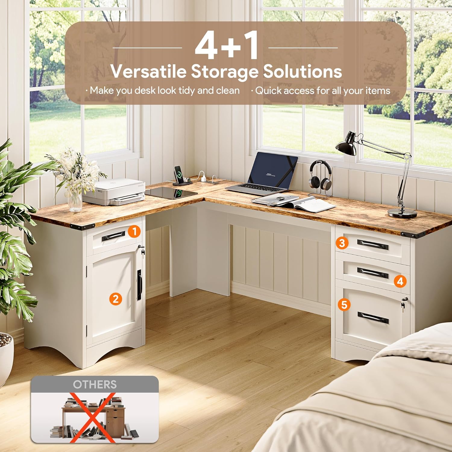 L-Shaped Executive Desk with D – обзор и цена Home Office L Shaped Desk