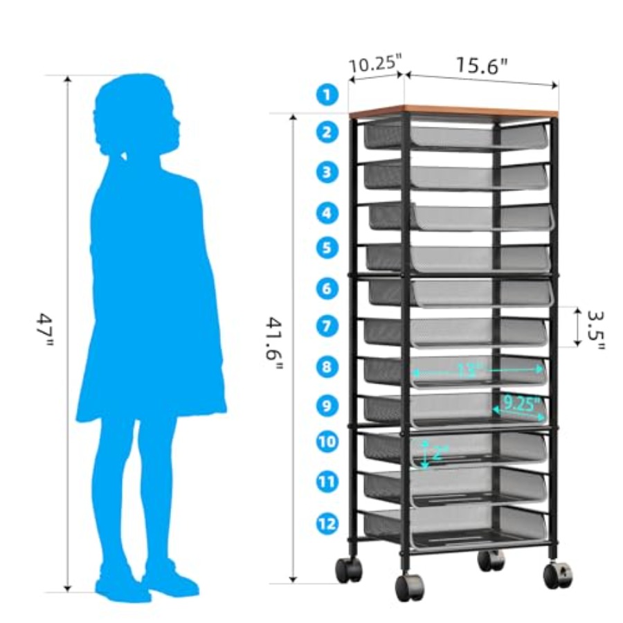 12 Tier Rolling File Cart, Woo – обзор и цена Letter Tray Desk